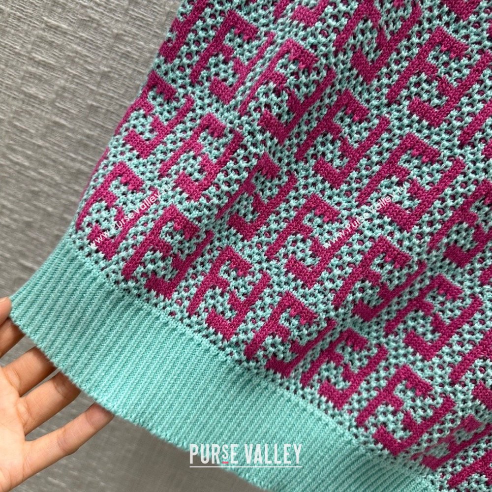 Fendi Knit FF Vest F12205 Blue/Pink 2024 (Q-24012205)