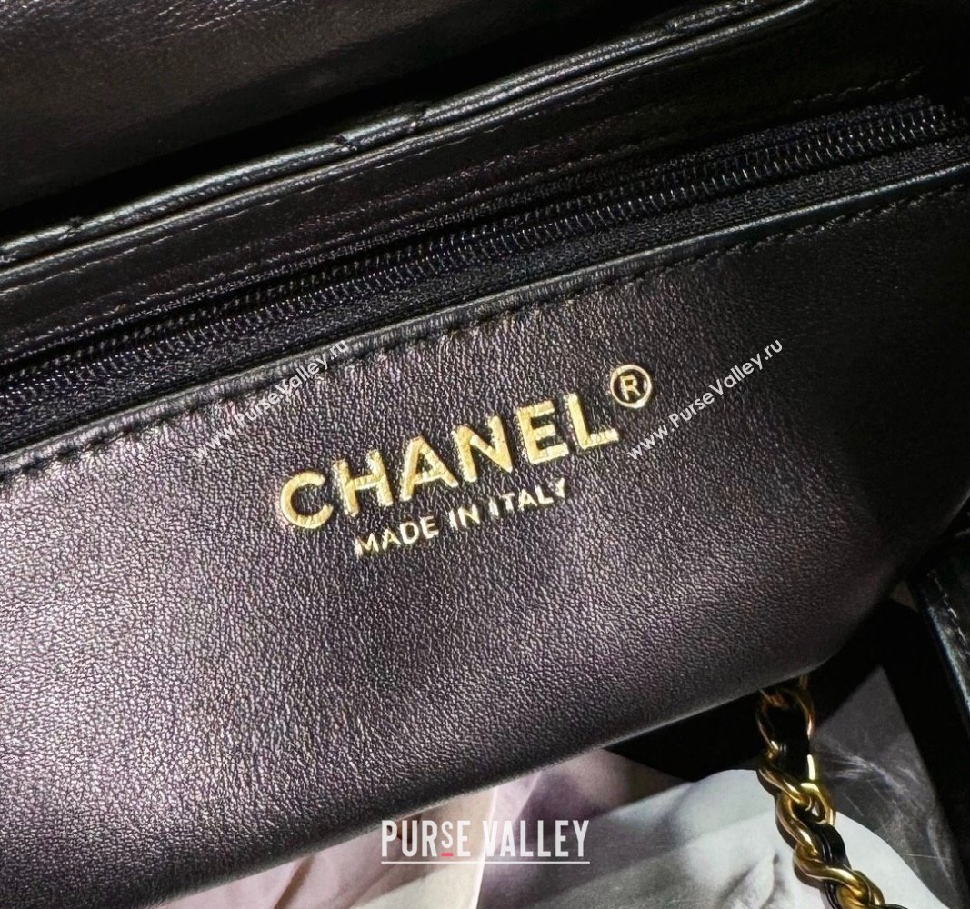 Chanel Shiny Calfskin Mini Shopping Bag AS4416 Black 2024 (yezi-240927054)