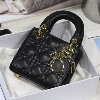 Dior Micro Lady Dior Bag in Black Cannage Lambskin 2021 M6007 (XXG-21080323)