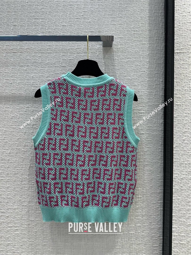 Fendi Knit FF Vest F12205 Blue/Pink 2024 (Q-24012205)