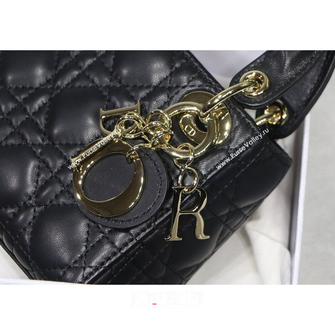 Dior Micro Lady Dior Bag in Black Cannage Lambskin 2021 M6007  (XXG-21080323)