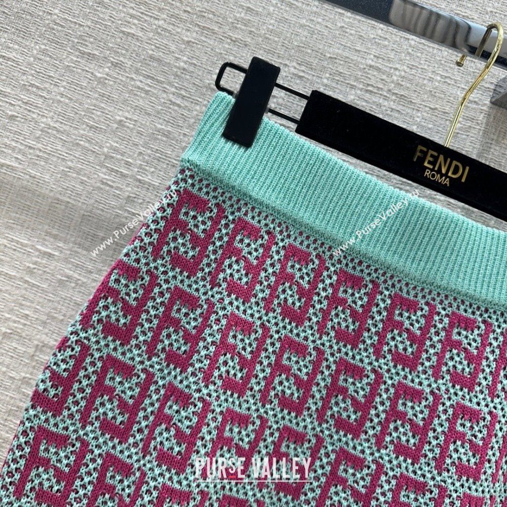 Fendi Knit FF Skirt F12206 Blue/Pink 2024 (Q-24012206)