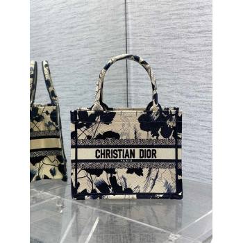 Dior Small Book Tote Bag in Beige and Black Fleurs Mystiques Embroidery 2024 (XXG-24081331)