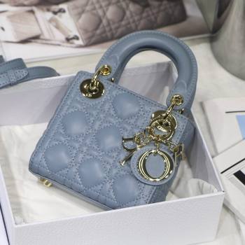 Dior Micro Lady Dior Bag in Cloud Blue Cannage Lambskin 2021 M6007 (XXG-21080326)