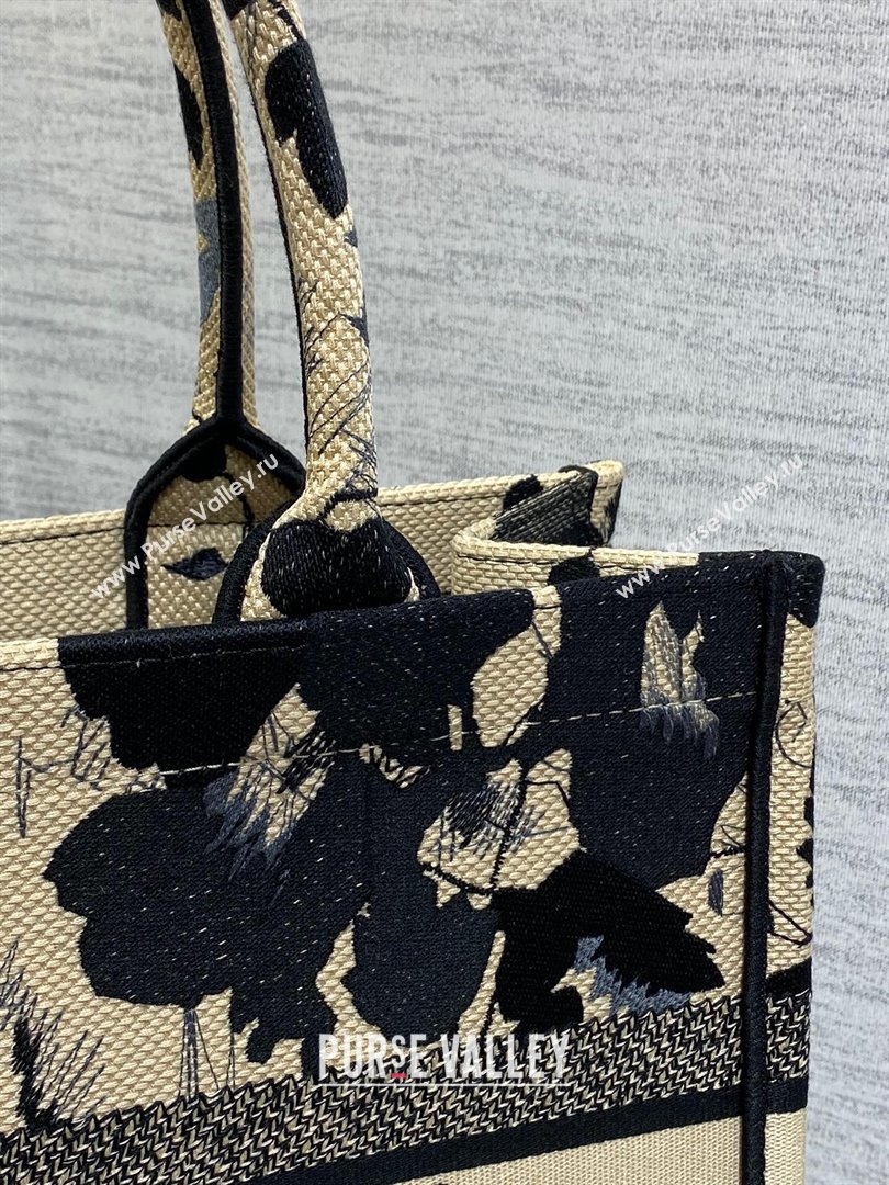 Dior Medium Book Tote Bag in Beige and Black Fleurs Mystiques Embroidery 2024 (XXG-24081333)