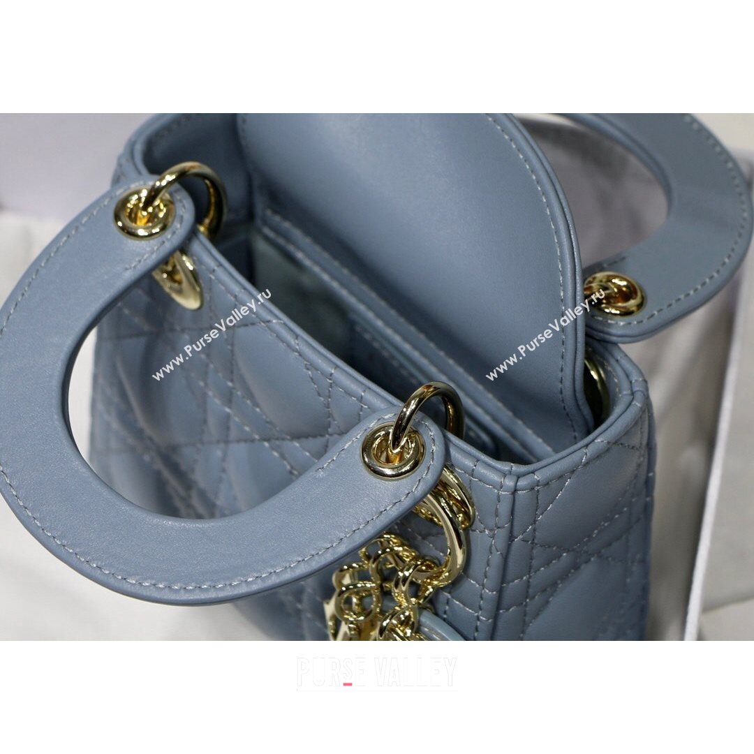 Dior Micro Lady Dior Bag in Cloud Blue Cannage Lambskin 2021 M6007  (XXG-21080326)