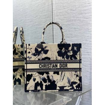 Dior Large Book Tote Bag in Beige and Black Fleurs Mystiques Embroidery 2024 (XXG-24081334)