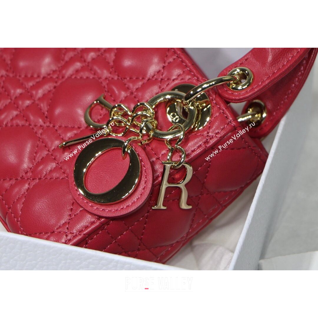 Dior Micro Lady Dior Bag in Red Cannage Lambskin 2021 M6007  (XXG-21080327)