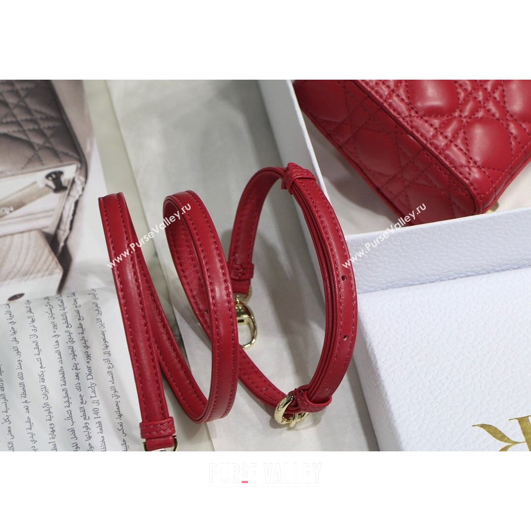 Dior Micro Lady Dior Bag in Red Cannage Lambskin 2021 M6007  (XXG-21080327)