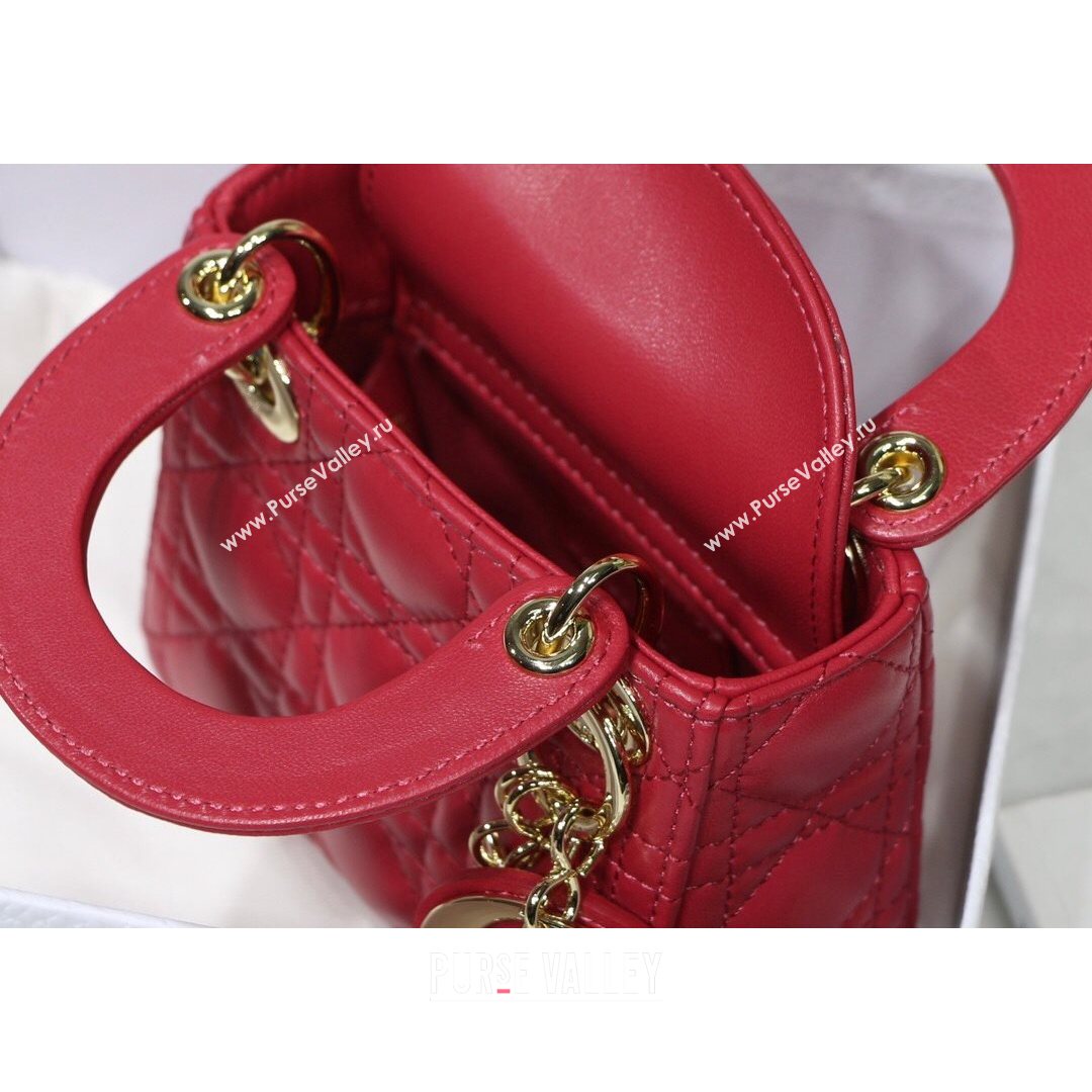 Dior Micro Lady Dior Bag in Red Cannage Lambskin 2021 M6007  (XXG-21080327)