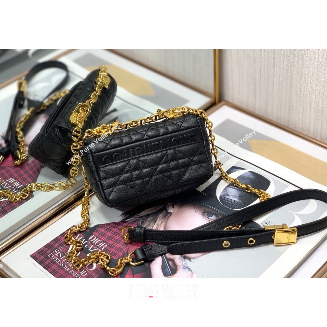 Dior Micro Caro Bag in Black Supple Cannage Calfskin 2021 (XXG-21080330)