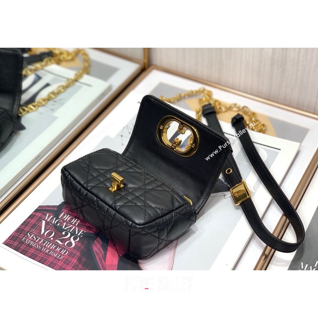 Dior Micro Caro Bag in Black Supple Cannage Calfskin 2021 (XXG-21080330)