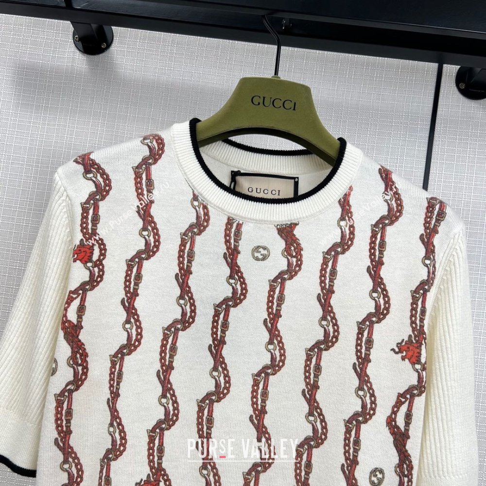 Gucci Wool Short-sleeved Sweater G12209 White 2024 (Q-24012209 )