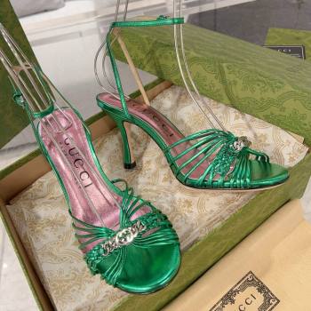 Gucci Lambskin High Heel Sandals 8.5cm G21722 Green 2023 (MD-25021722)