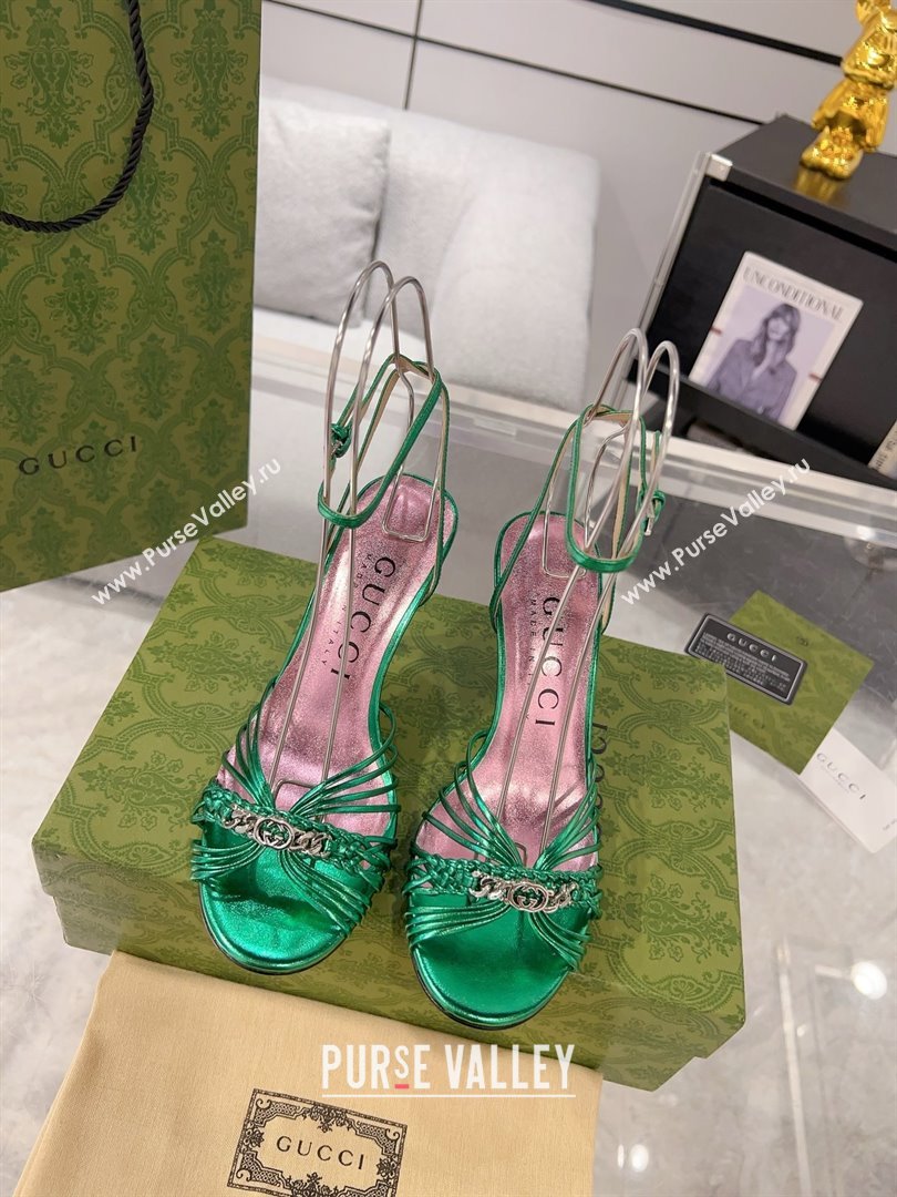 Gucci Lambskin High Heel Sandals 8.5cm G21722 Green 2023 (MD-25021722)