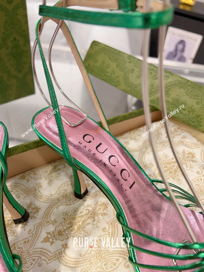 Gucci Lambskin High Heel Sandals 8.5cm G21722 Green 2023 (MD-25021722)