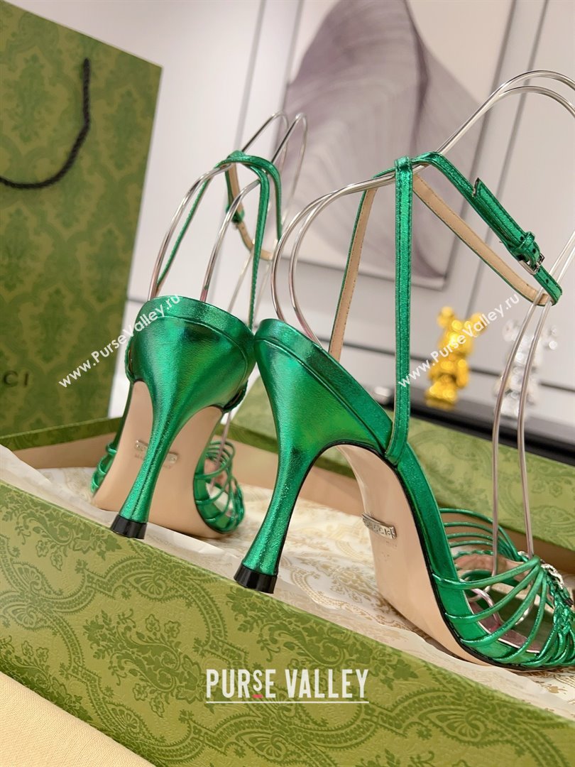 Gucci Lambskin High Heel Sandals 8.5cm G21722 Green 2023 (MD-25021722)