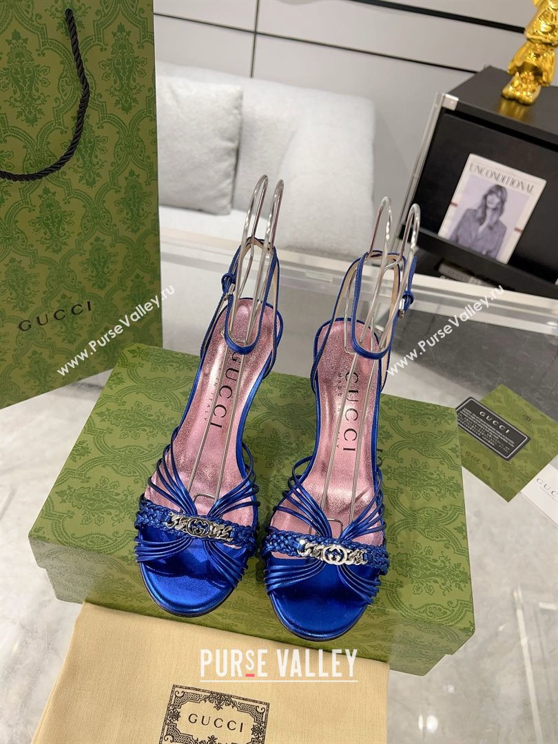 Gucci Lambskin High Heel Sandals 8.5cm G21723 Blue 2023 (MD-25021723)