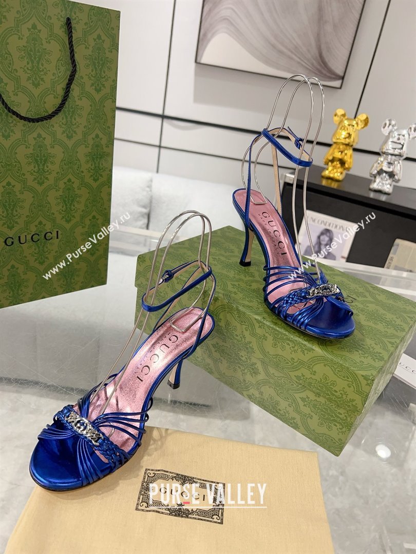 Gucci Lambskin High Heel Sandals 8.5cm G21723 Blue 2023 (MD-25021723)