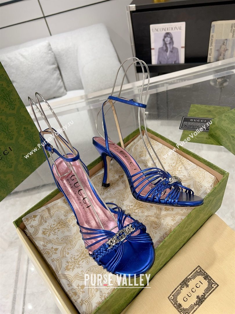 Gucci Lambskin High Heel Sandals 8.5cm G21723 Blue 2023 (MD-25021723)