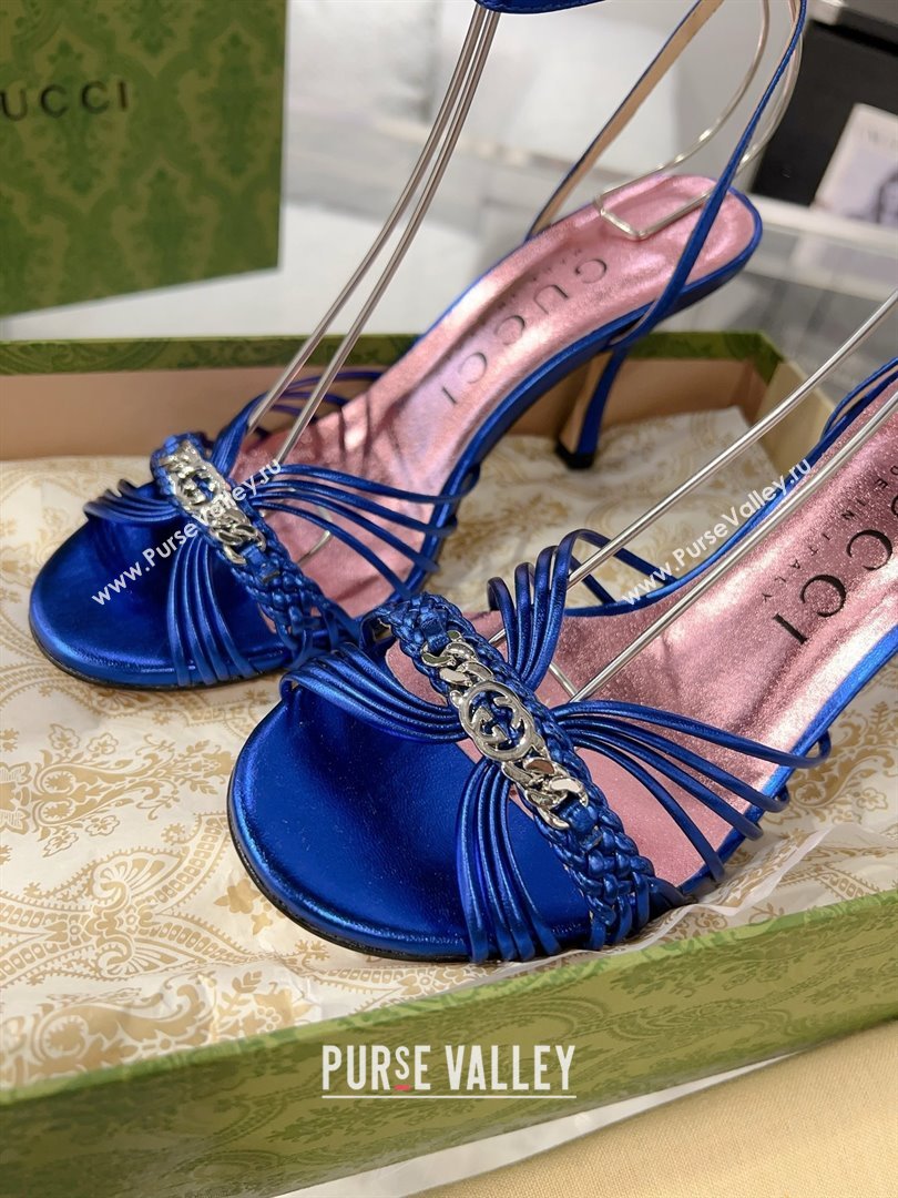 Gucci Lambskin High Heel Sandals 8.5cm G21723 Blue 2023 (MD-25021723)