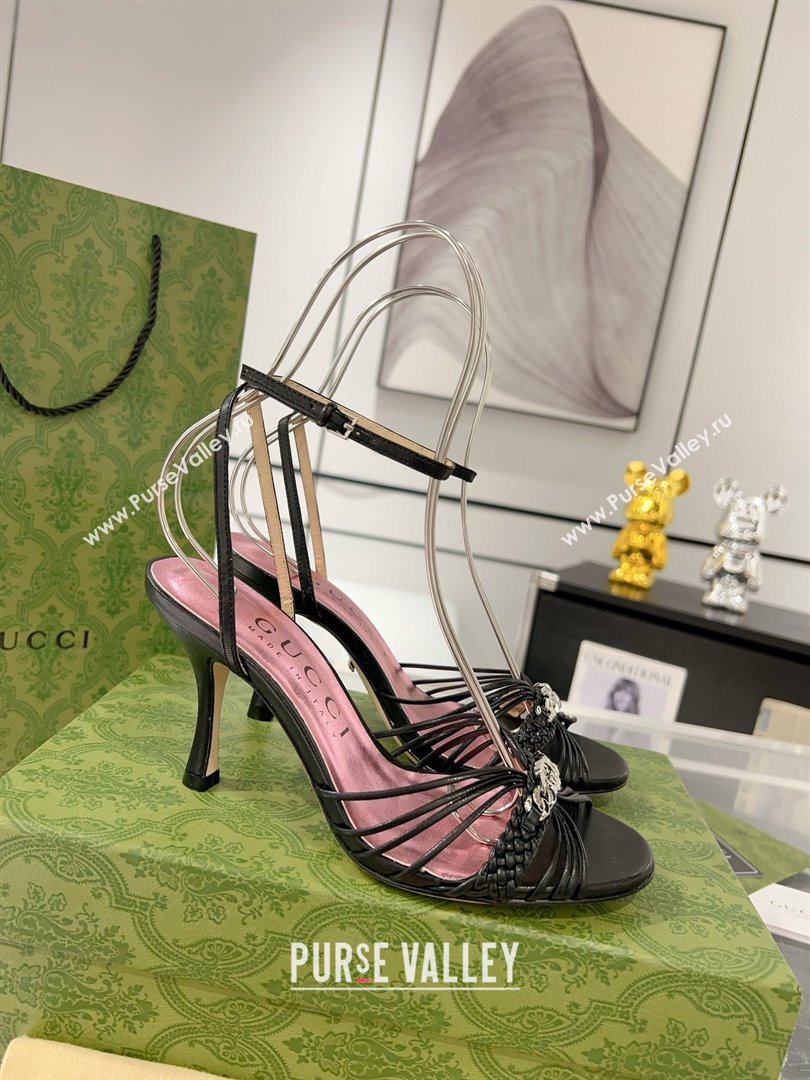 Gucci Lambskin High Heel Sandals 8.5cm G21725 Black 2023 (MD-25021730)