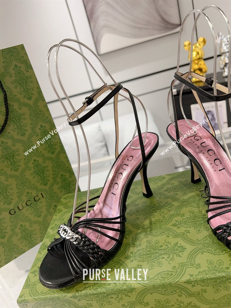 Gucci Lambskin High Heel Sandals 8.5cm G21725 Black 2023 (MD-25021730)