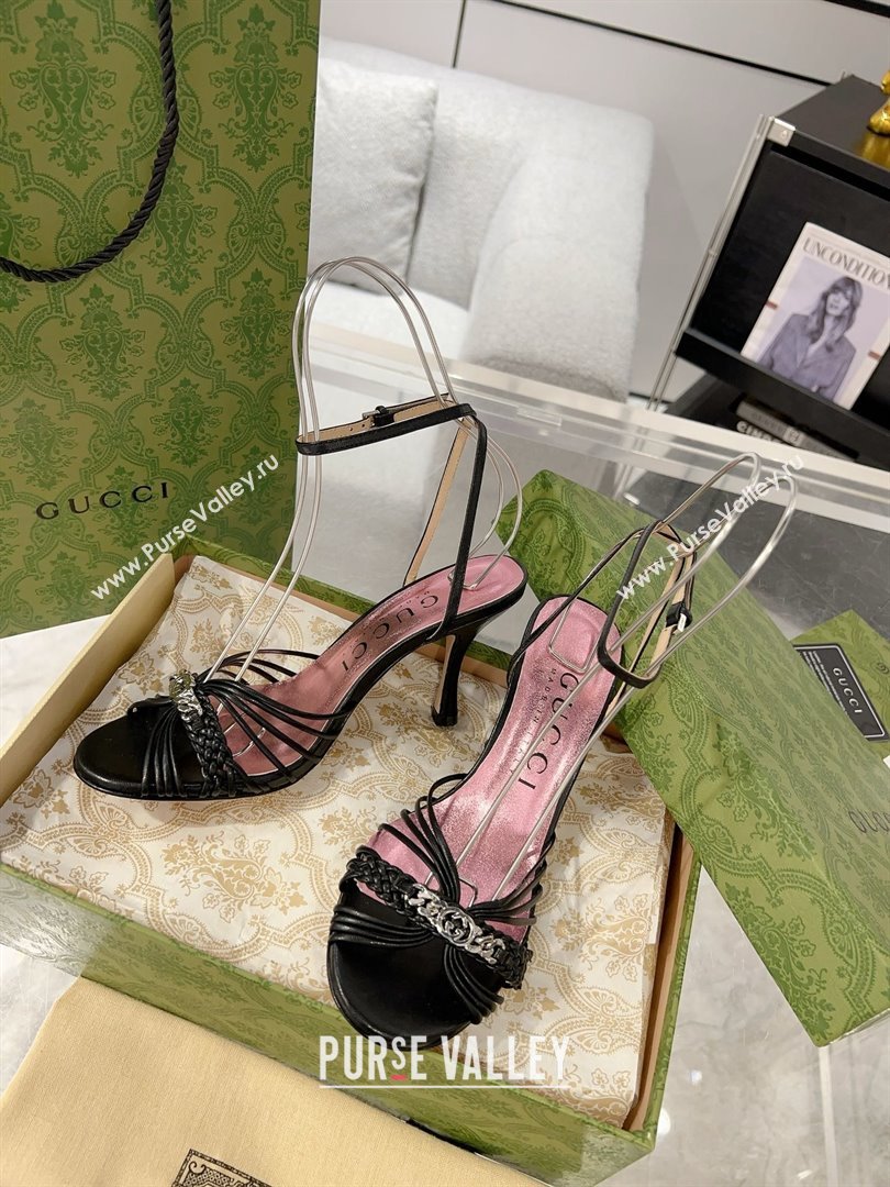 Gucci Lambskin High Heel Sandals 8.5cm G21725 Black 2023 (MD-25021730)