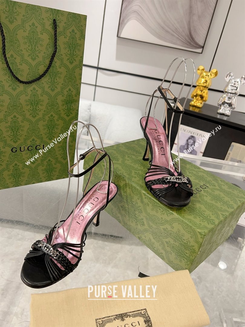 Gucci Lambskin High Heel Sandals 8.5cm G21725 Black 2023 (MD-25021730)