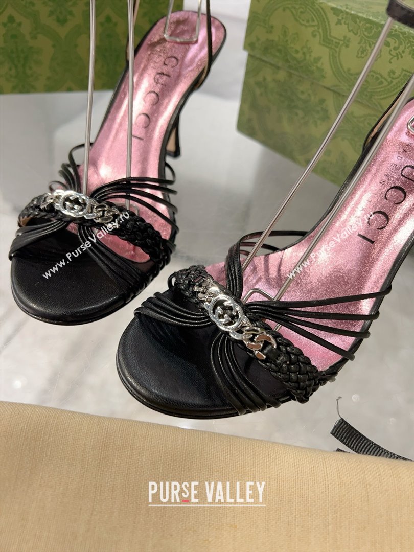 Gucci Lambskin High Heel Sandals 8.5cm G21725 Black 2023 (MD-25021730)