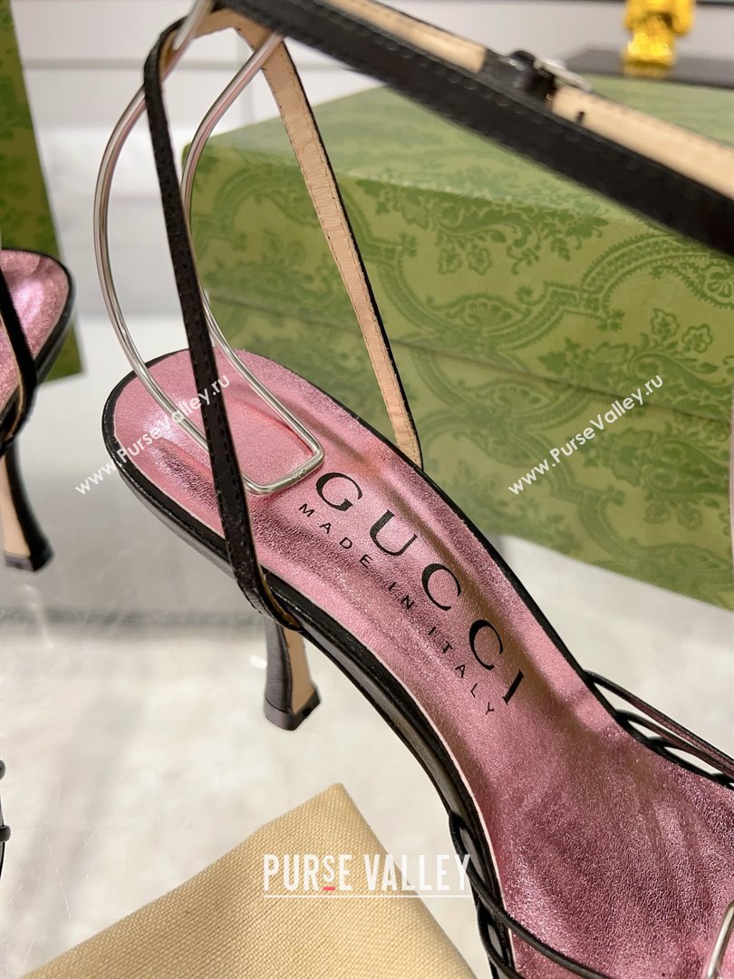 Gucci Lambskin High Heel Sandals 8.5cm G21725 Black 2023 (MD-25021730)