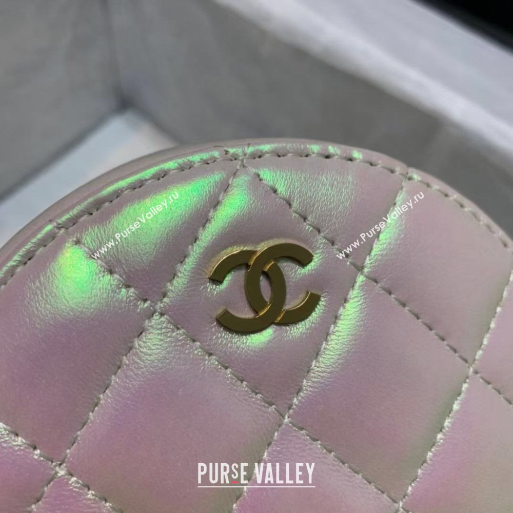 Chanel Quilted Iridescent Lambskin Clutch with Chain White/Pink 2020 (JY-20112073)