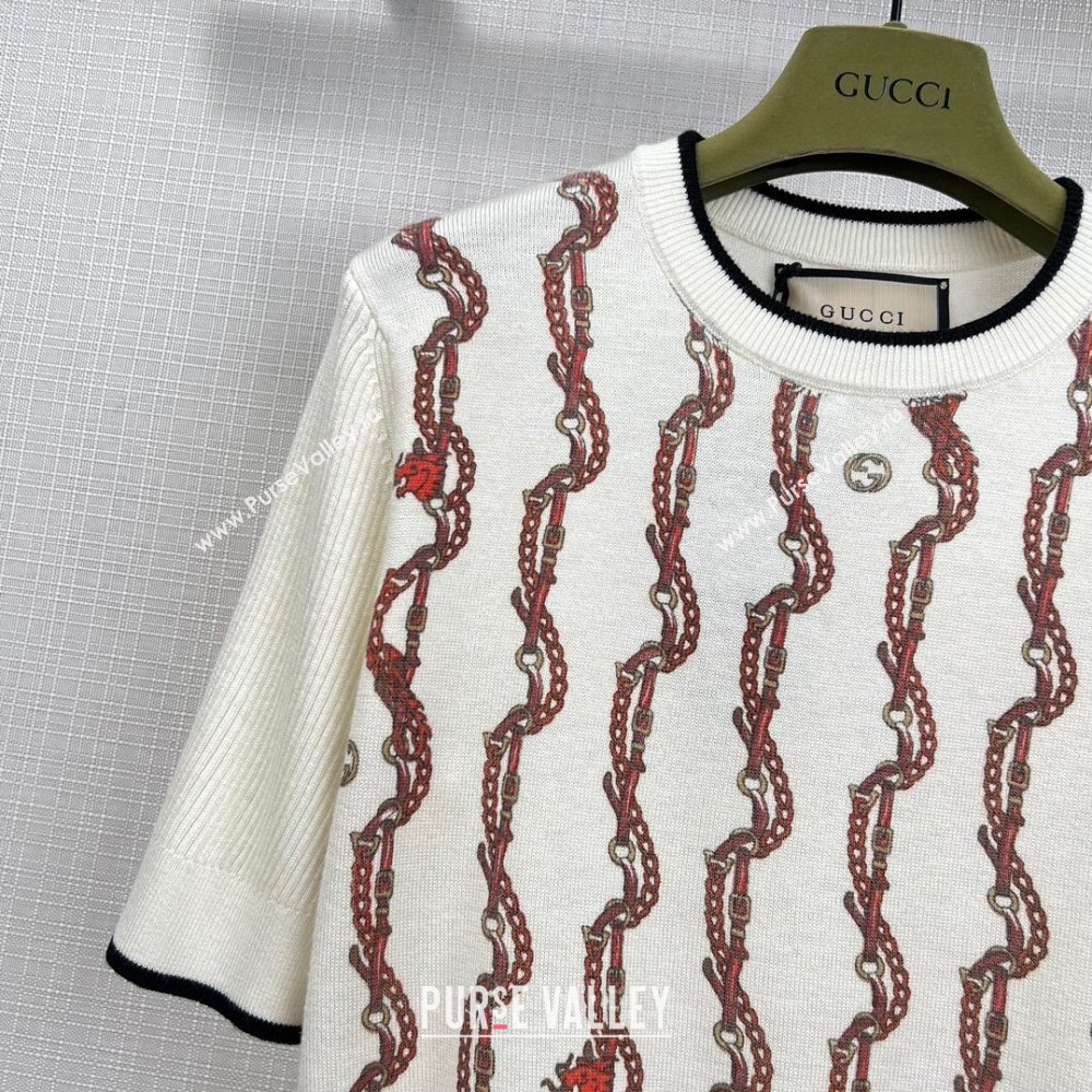 Gucci Wool Short-sleeved Sweater G12209 White 2024 (Q-24012209 )