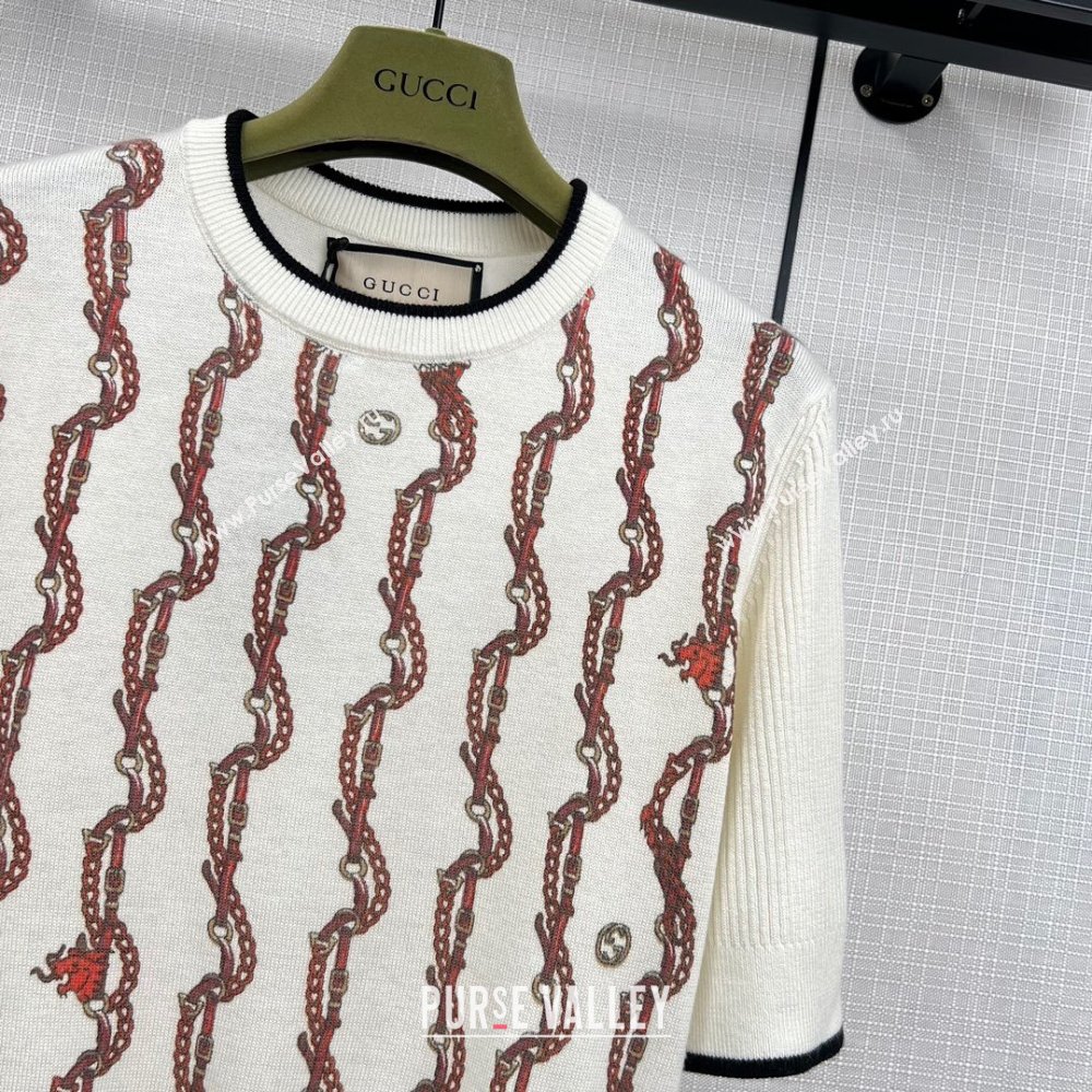 Gucci Wool Short-sleeved Sweater G12209 White 2024 (Q-24012209 )