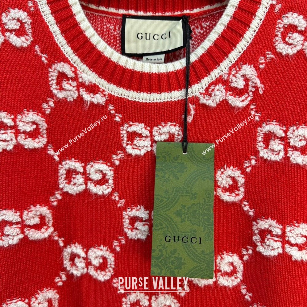 Gucci Wool GG Short-sleeved Sweater G12210 Red 2024 (Q-24012210)