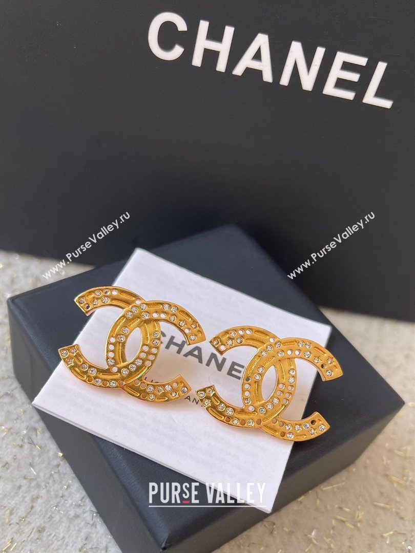 Chanel CC Crystals Earrings CH101009 Gold 2024 (YF-24101009)