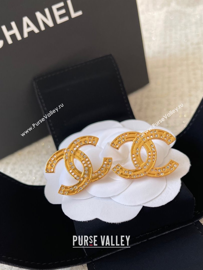 Chanel CC Crystals Earrings CH101009 Gold 2024 (YF-24101009)