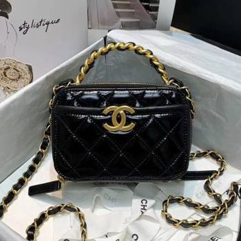 Chanel Shiny Crumpled Calfskin Small Vanity Case with Chain Top Handle AS2178 Black 2020 (JY-20112077)