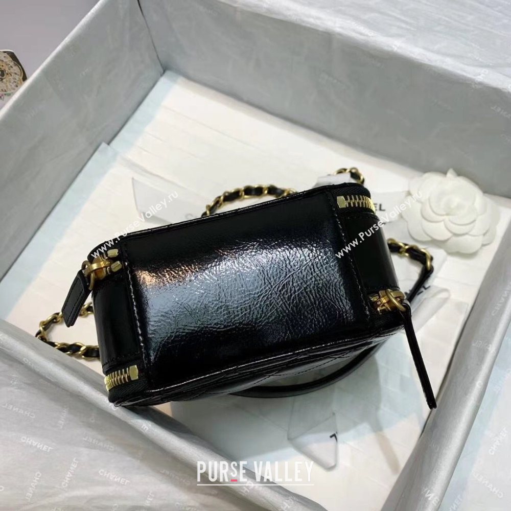 Chanel Shiny Crumpled Calfskin Small Vanity Case with Chain Top Handle AS2178 Black 2020 (JY-20112077)