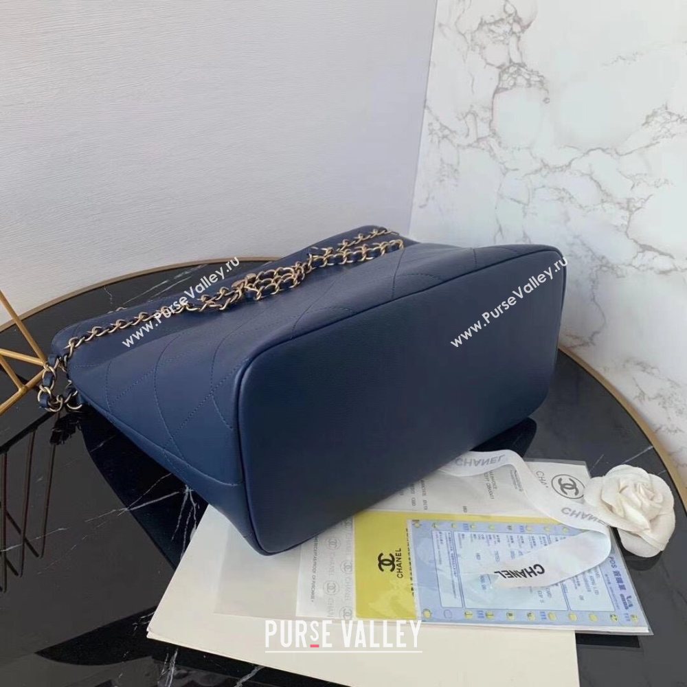 Chanel Quilted Calfskin Shopping Bag with Chain Charm Blue 2020 (JY-20112079)