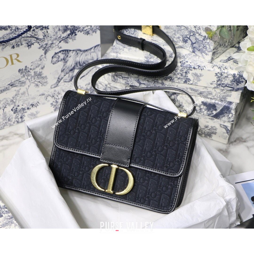 Dior 30 Montaigne CD Flap Bag in Black Oblique Jacquard Canvas 2021 (XXG-21080245)