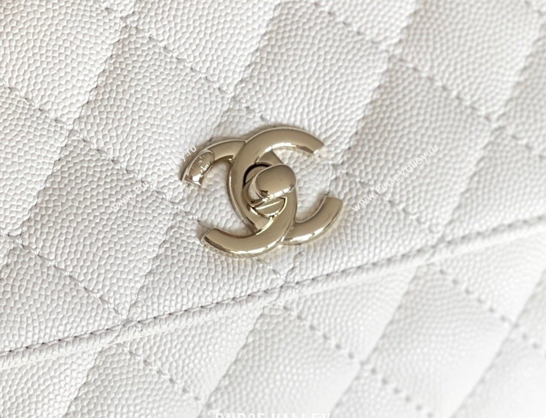 Chanel Quilted Grained Calfskin Small Flap Bag with Top Handle A92990 White 2024 Top Quality (MHE-24012203)