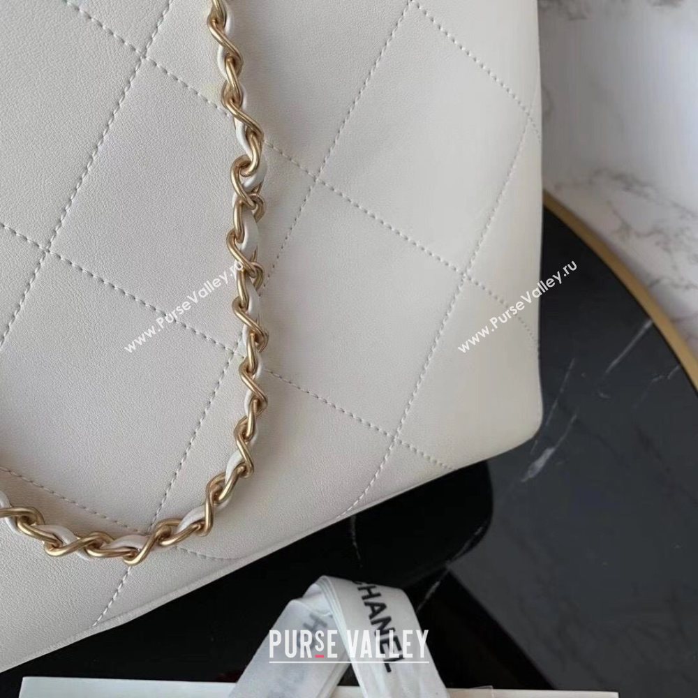 Chanel Quilted Calfskin Shopping Bag with Chain Charm White 2020 (JY-20112081)