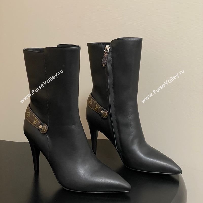 Louis Vuitton Legacy Heel Ankle Boots 9.5cm in Calf Leather with Back Strap Black 2025 1AIEUG (MD-251021097)