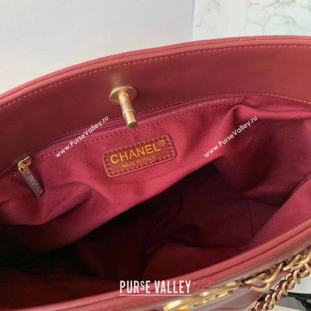 Chanel Quilted Calfskin Shopping Bag with Chain Charm Burgundy 2020 (JY-20112082)