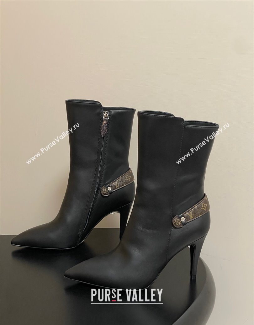 Louis Vuitton Legacy Heel Ankle Boots 9.5cm in Calf Leather with Back Strap Black 2025 1AIEUG (MD-251021097)