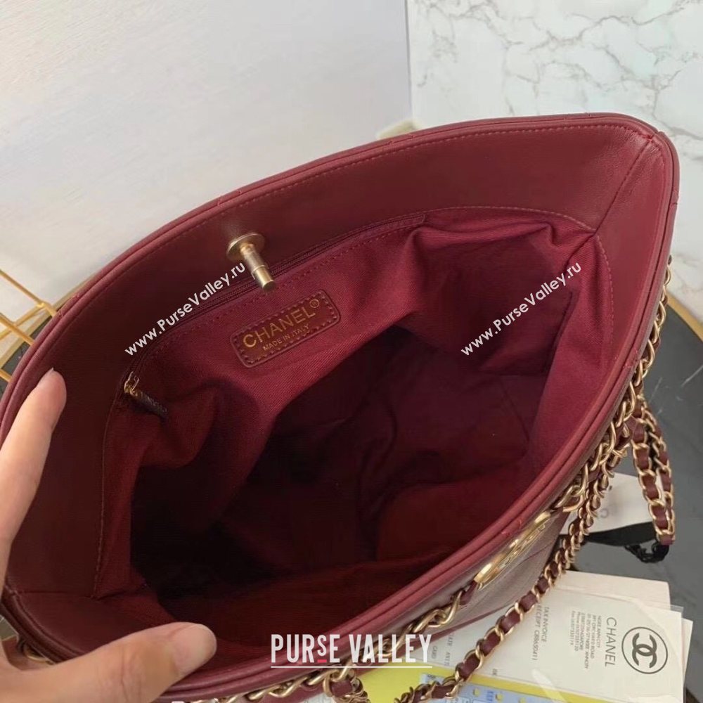Chanel Quilted Calfskin Shopping Bag with Chain Charm Burgundy 2020 (JY-20112082)