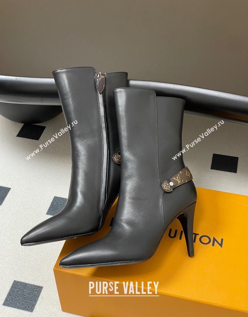 Louis Vuitton Legacy Heel Ankle Boots 9.5cm in Calf Leather with Back Strap Black 2025 1AIEUG (MD-251021097)