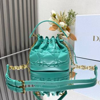 Dior Dioriviera Small Dior Jolie Bucket Bag in Aquamarina Macrocannage Calfskin 2024 (XXG-24081430)