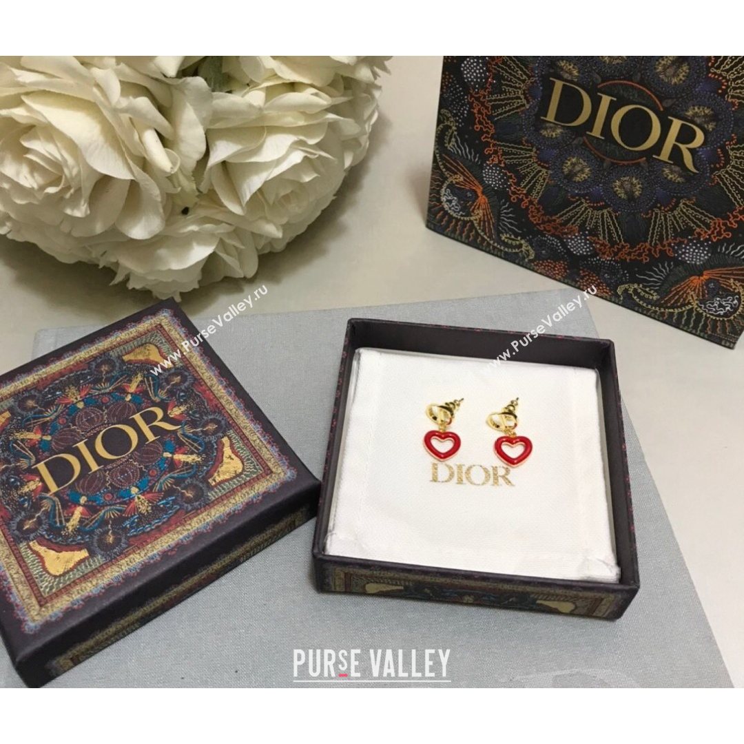 Dior Dioramour Earrings Gold/Red 2021 082411 (YF-21082428)